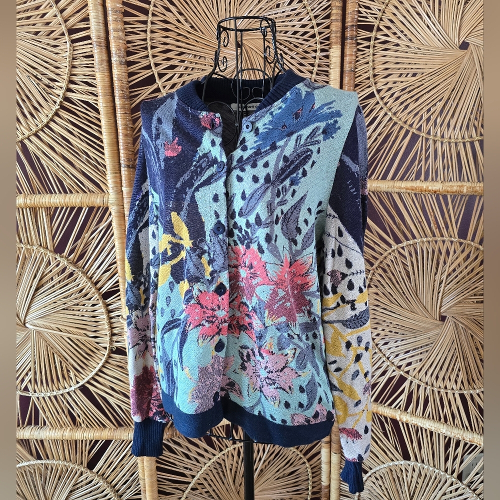 🐦 Anthropologie Aldomartins Ace Floral Cardigan Made In Barcelona
